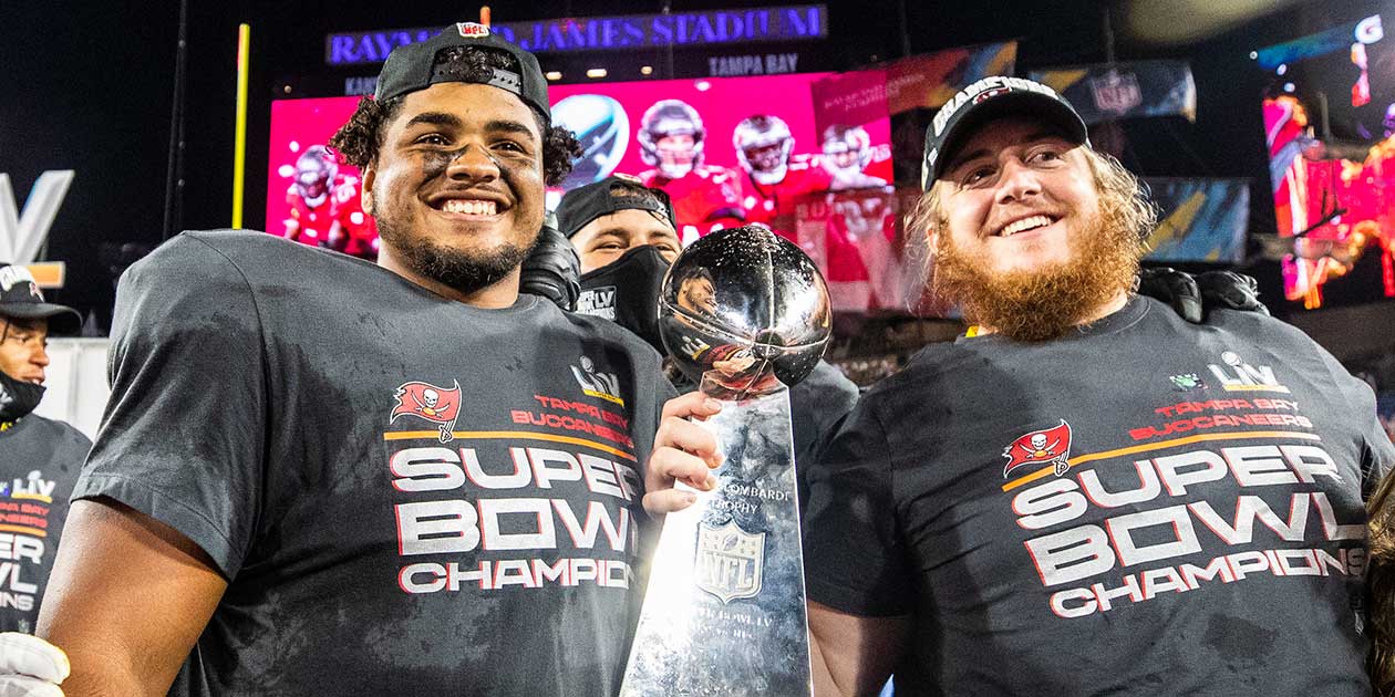Tristan Wirfs and the Lombardi Trophy