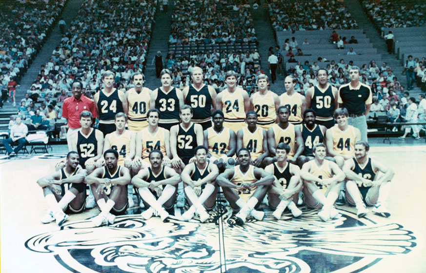 Former Iowa men's basketball players who took part in a charity basketball game at Carver-Hawkeye Arena in 1986